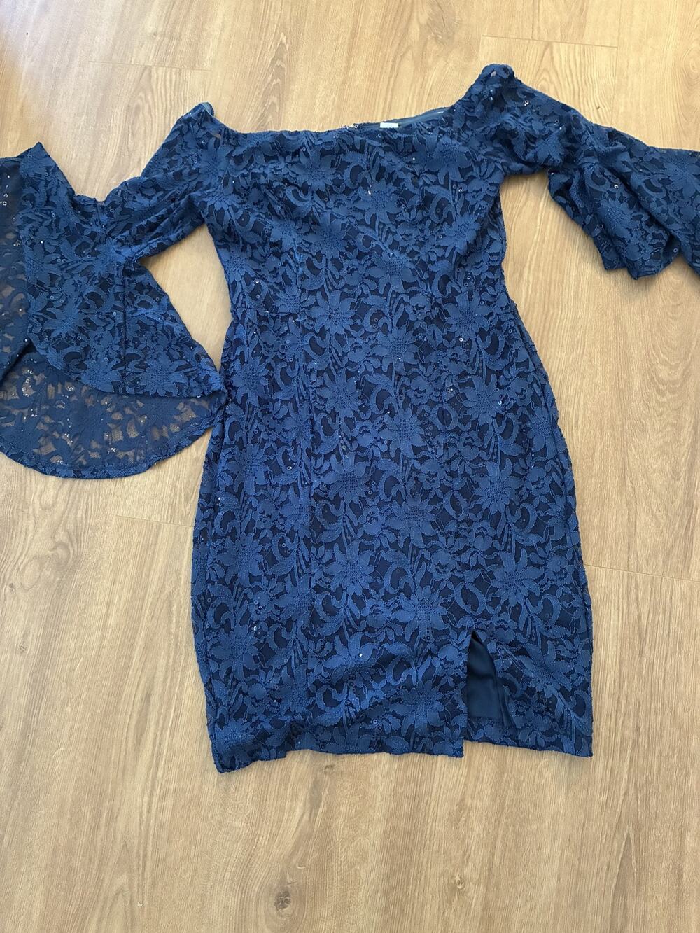 Venus Cocktail Dress 14 Sequins Lace OffShoulder Trumpet Sleeve Wedding Occasion